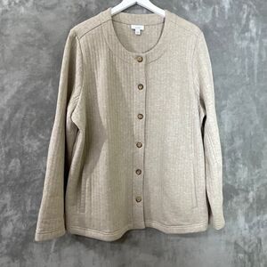 Pure Jill Cotton blend Cardigan Sweater women’s size 2X button Up beige EUC